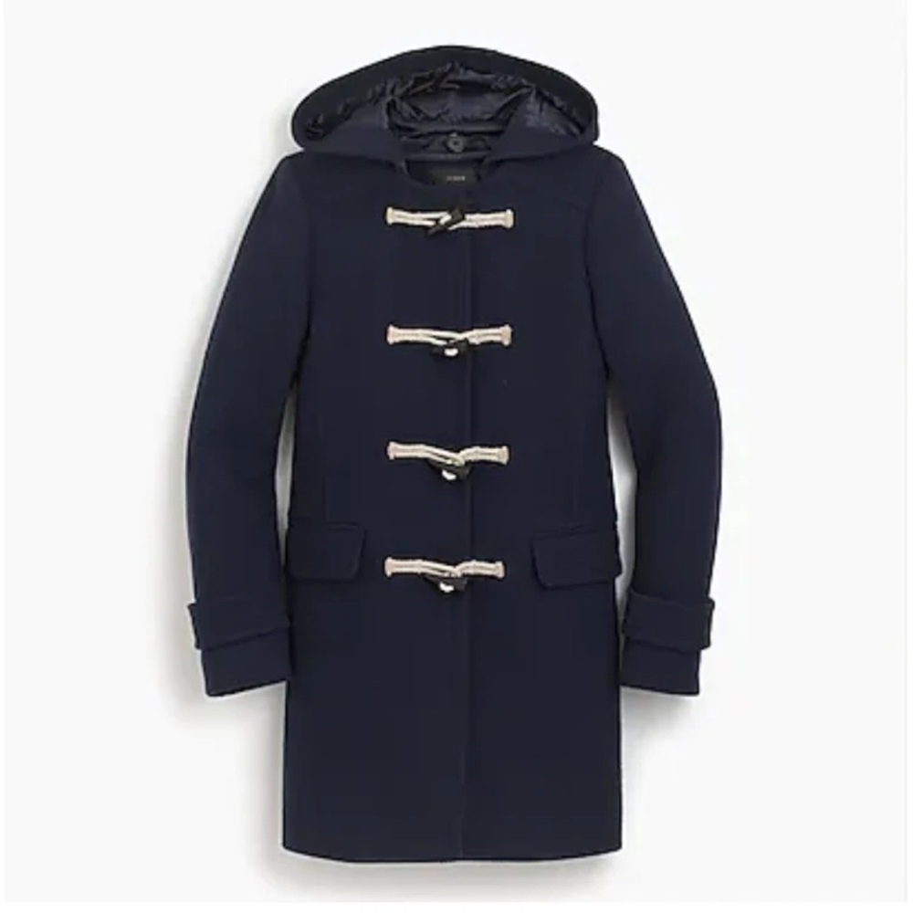 J. CREW Nello Gori Italian Wool Cashmere Duffle Toggle Button Coat Black 10